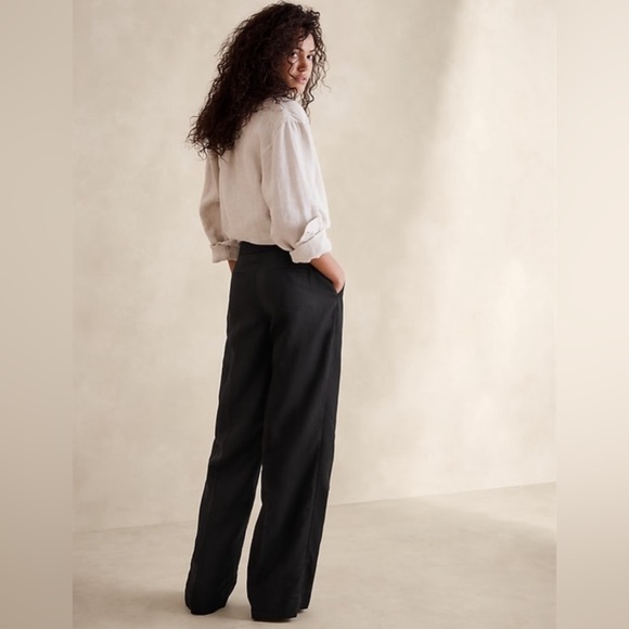 NWT! Banana Republic Black Tencel-Linen Wide-Leg Pant - Multiple Sizes 💛🩵 - Picture 3 of 5